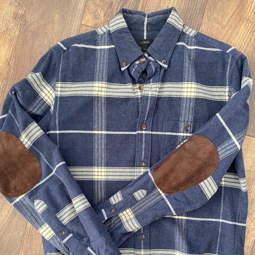 Jcrew Flannel with Leather elbow pads